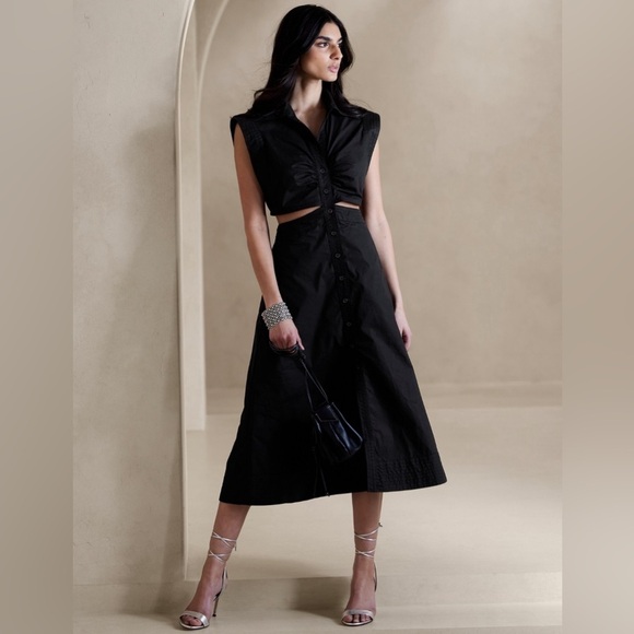 NWT! Banana Republic Green Yasmin Cut-Out Shirt Dress - Size 20 🌗 - Picture 3 of 8